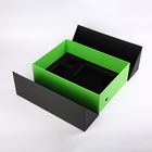 이중 도어 고급 선물 상자는 녹색 Pu 가죽 판지 주문 제작된 차단 스펀지를 검게합니다