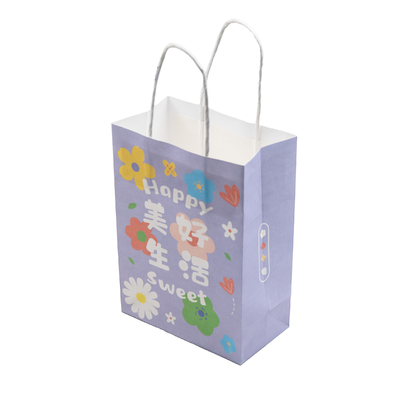주문 보라색 크래프트 종이 가방 주문형 인쇄 고급 포장지 슈퍼마켓 내 가져가기 커피 우유 차 음식 online manufacture