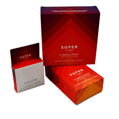 주문 엠보싱 로고와 팬톤 컬러 350g 아트페이퍼 콘돔 박스 online manufacture