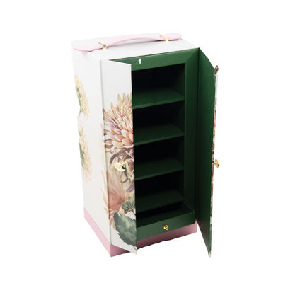 맞춤 맞춤형 디자인 우아한 듀얼 오픈 도어 고급 선물 포장 상자 가죽 손잡이